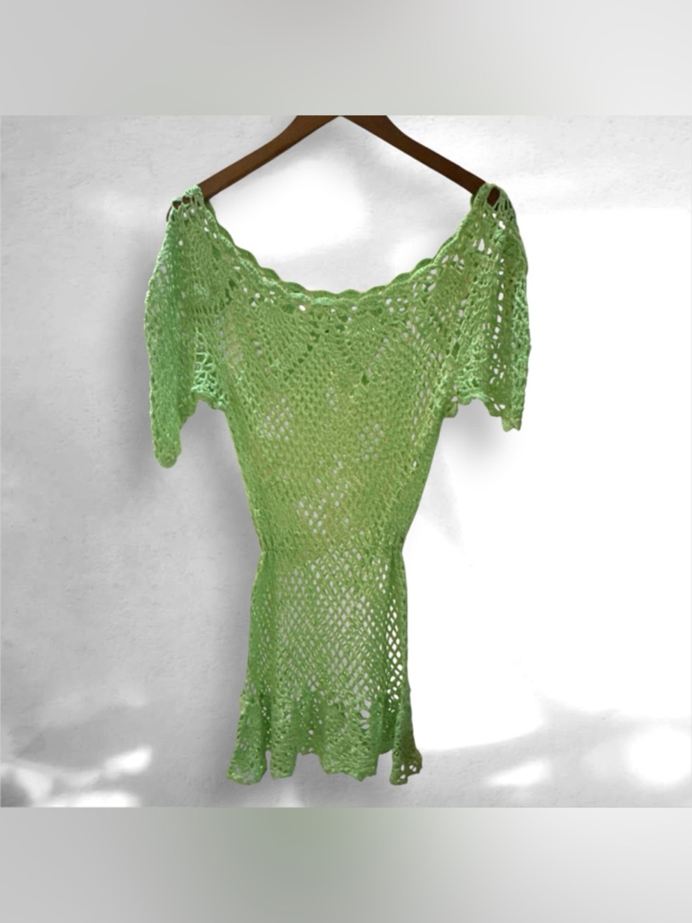Y2K Light Green Crochet Knit Women’s Top or Coverup